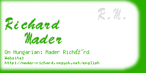 richard mader business card